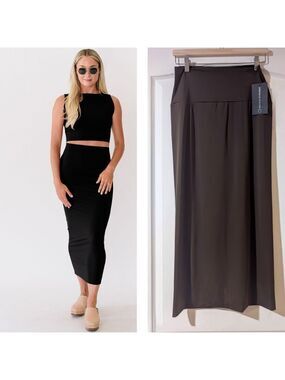 NWT epoque evolution | The One Midi Skirt In Dark Brown